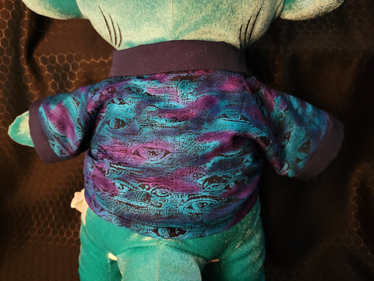 Plushie and Doll Halloween Themed Handmade Button-Up Shirt - "Eyes in the Dark"