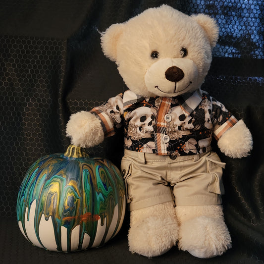 Plushie and Doll Halloween Themed Handmade Button-Up Shirt  -  "Autumn Bones"