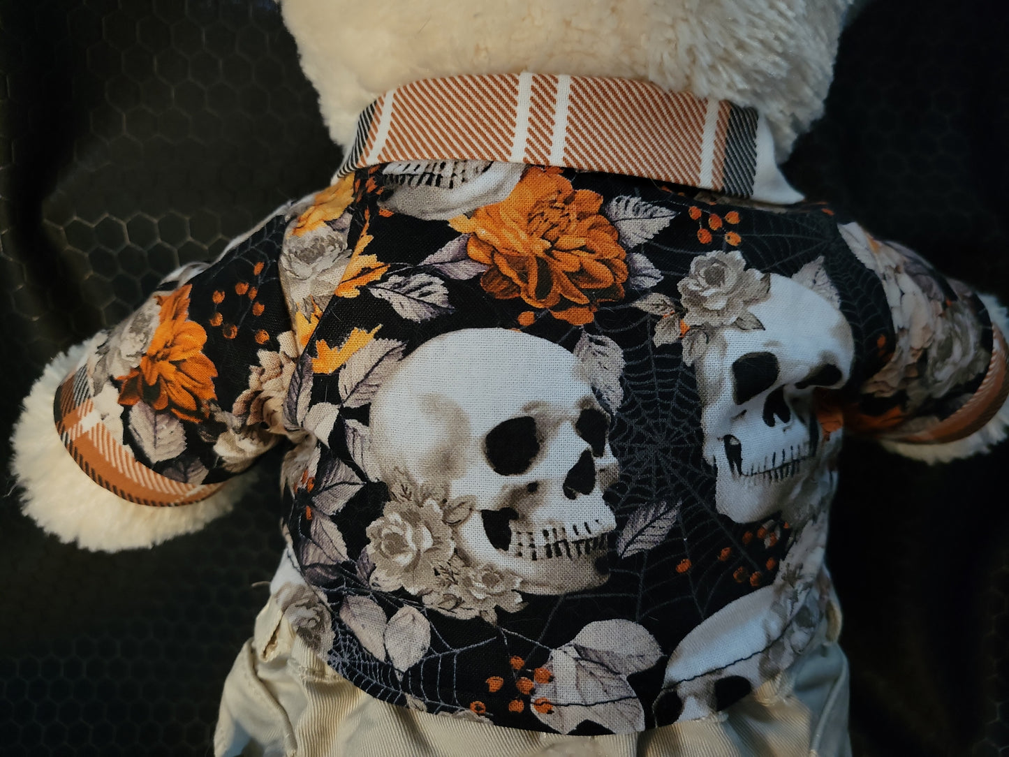 Plushie and Doll Halloween Themed Handmade Button-Up Shirt  -  "Autumn Bones"