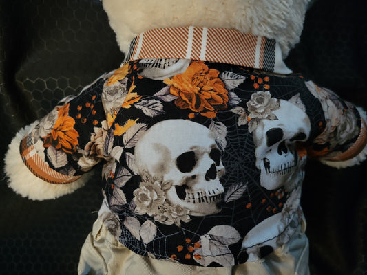 Plushie and Doll Halloween Themed Handmade Button-Up Shirt  -  "Autumn Bones"