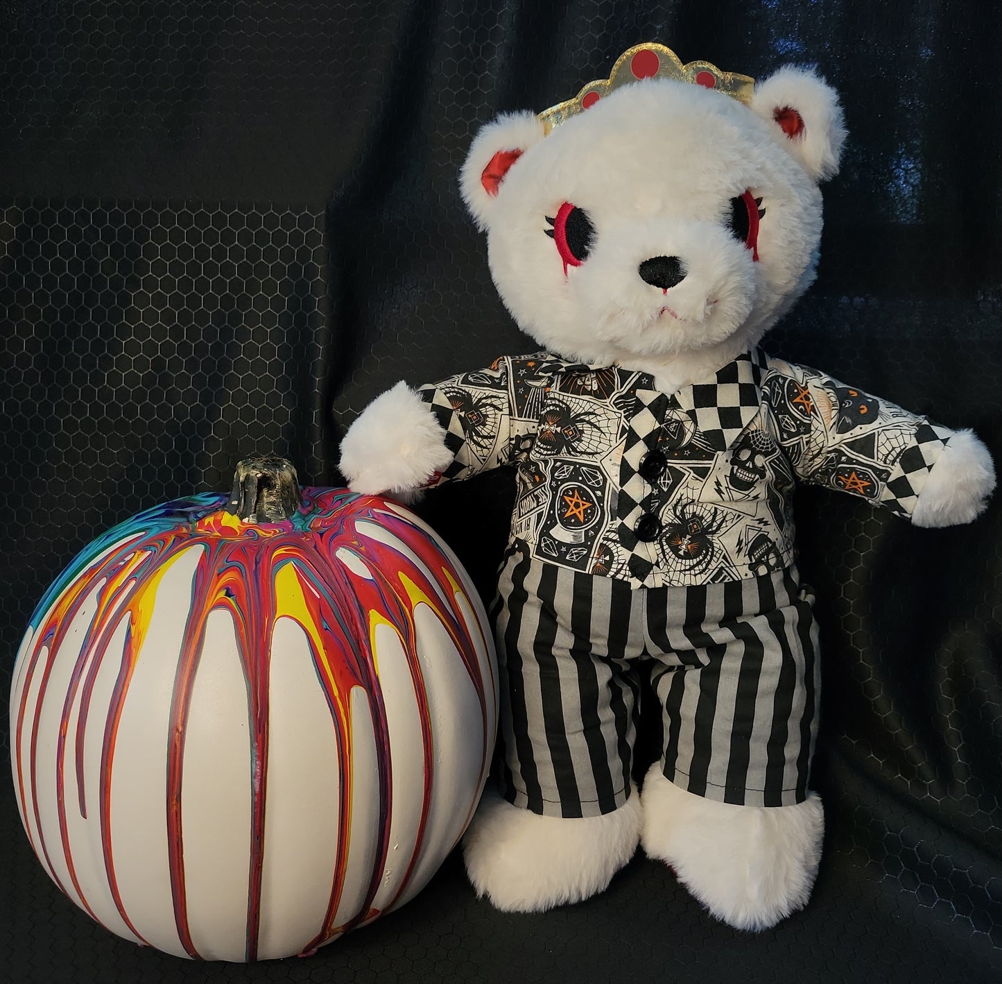 Plushie and Doll Halloween Themed Handmade Button-Up Shirt  -  "Black Cat Luck"