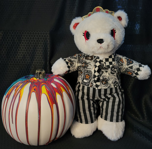 Plushie and Doll Halloween Themed Handmade Button-Up Shirt  -  "Black Cat Luck"