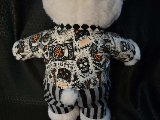 Plushie and Doll Halloween Themed Handmade Button-Up Shirt  -  "Black Cat Luck"