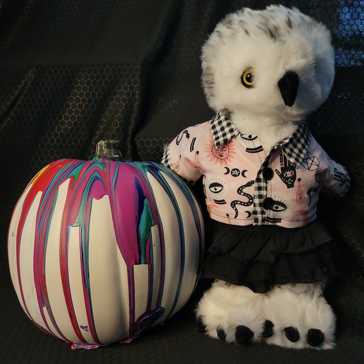 Plushie and Doll Halloween Themed Handmade Button-Up Shirt  -  "Mystic Diner"