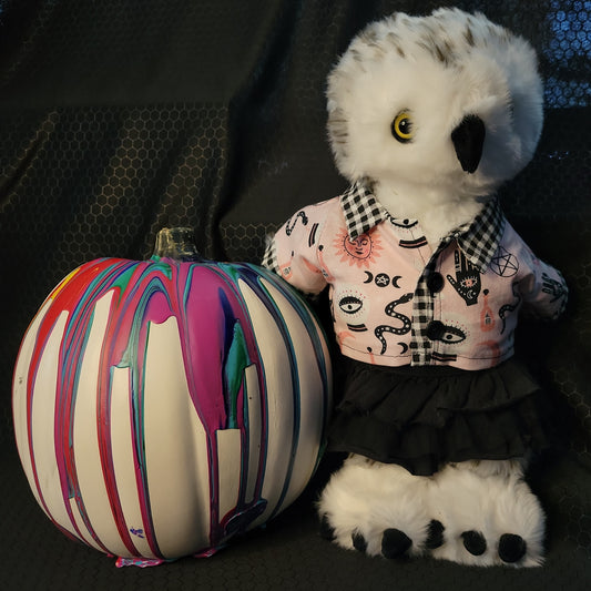 Plushie and Doll Halloween Themed Handmade Button-Up Shirt  -  "Mystic Diner"