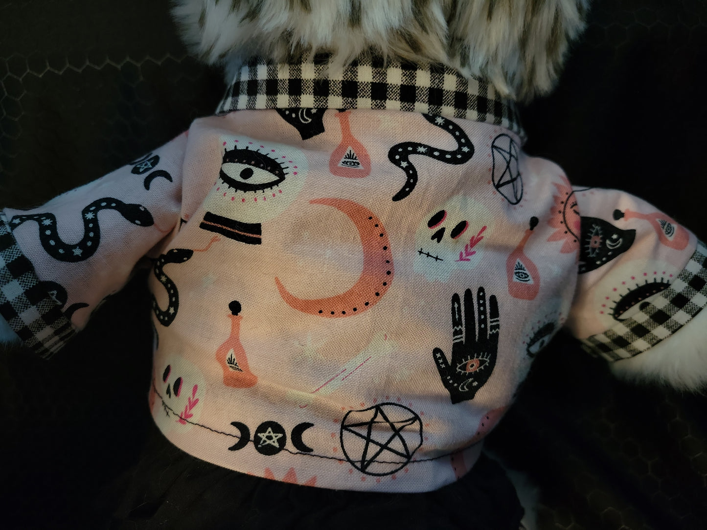 Plushie and Doll Halloween Themed Handmade Button-Up Shirt  -  "Mystic Diner"