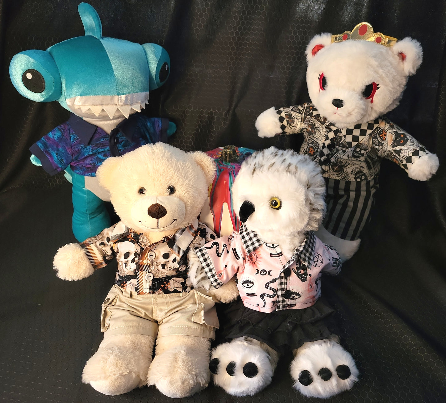 Plushie and Doll Halloween Themed Handmade Button-Up Shirt  -  "Eyes in the Dark"