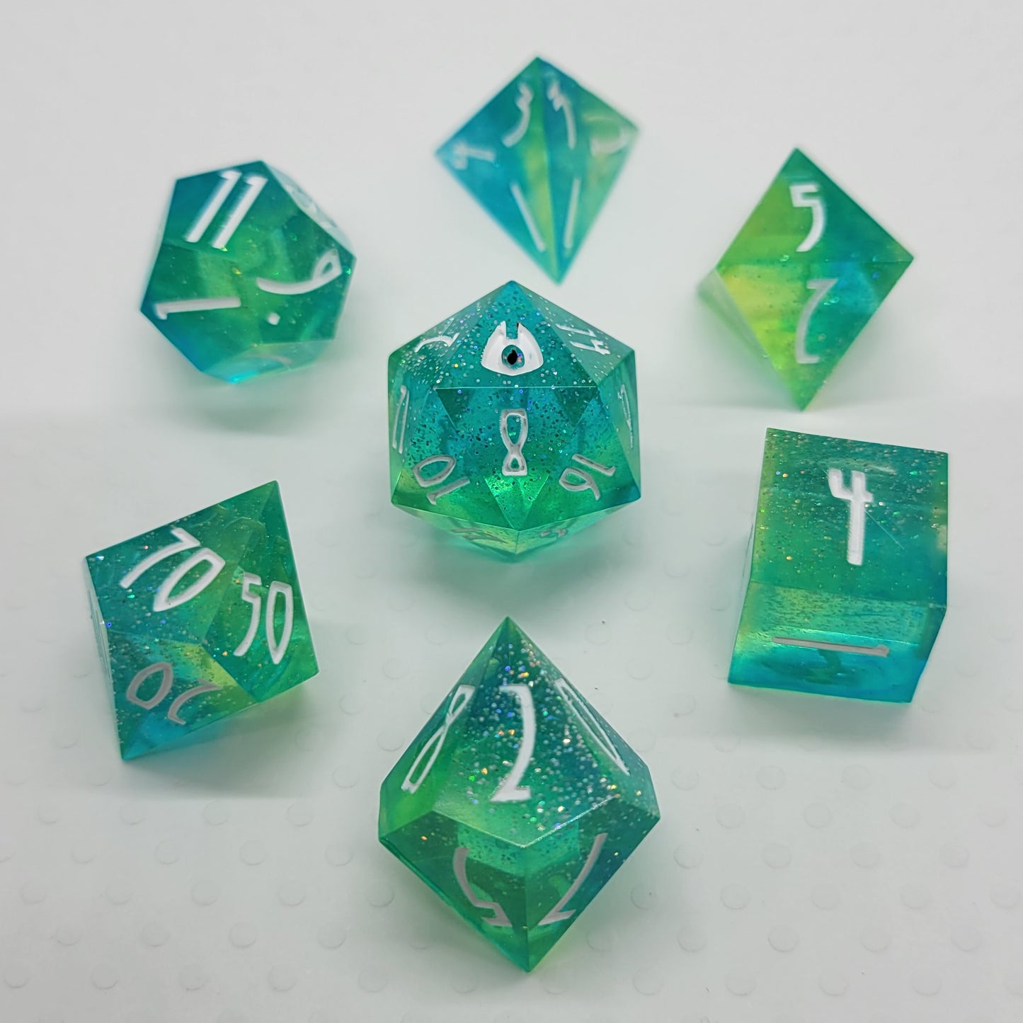 Caribbean Clear - Polyhedral Resin Dice Full 7pc Set